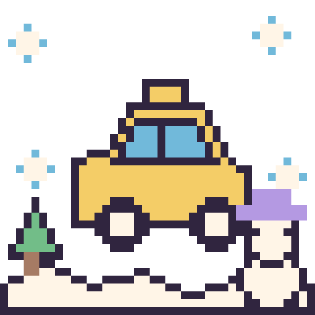 Modèle de pixel art Taxi en hiver sur une grille de 40 par 40 cases