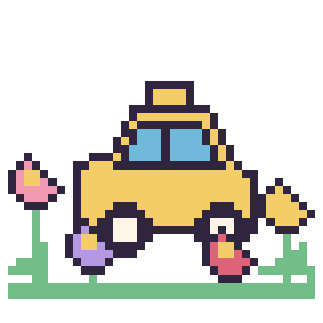 Modèle de pixel art Taxi dans le jardin sur une grille de 40 par 40 cases