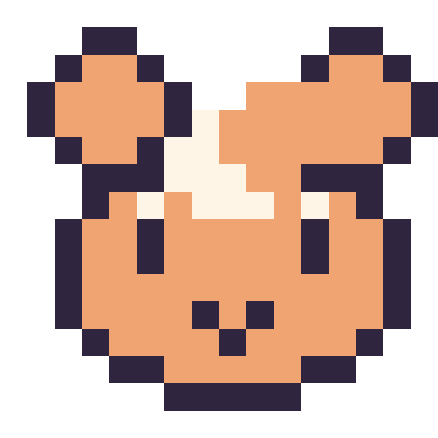 Modèle de pixel art Teddiursa mini 16 × 16 sur une grille de 16 par 16 cases