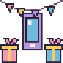 Pixel art Téléphone pour un anniversaire, grille 40 × 40