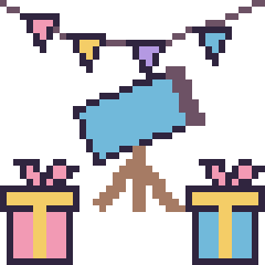Pixel art Télescope pour un anniversaire, grille 40 × 40