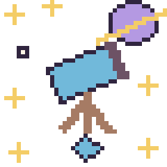 Pixel art Télescope dans l’espace, grille 40 × 40