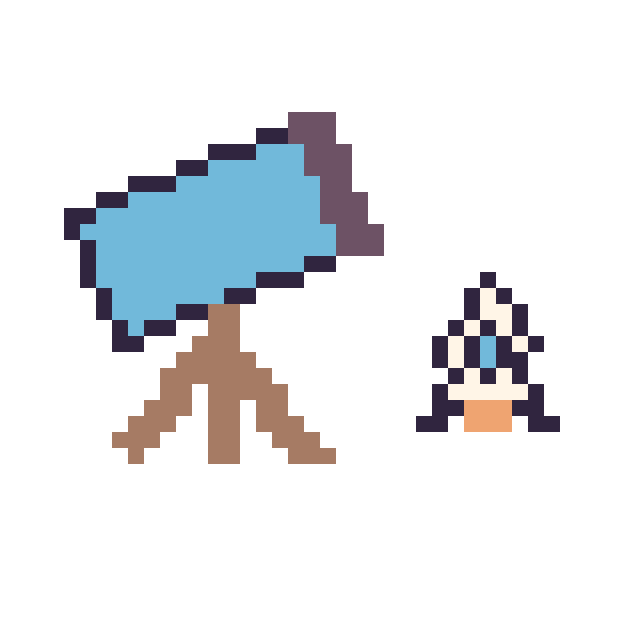 Modèle de pixel art Télescope et Fusée simple 10 × 10 sur une grille de 40 par 40 cases