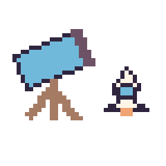 Pixel art Télescope et Fusée simple 12 × 12, grille 40 × 40