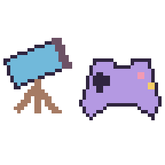 Pixel art Télescope et Manette, grille 48 × 48