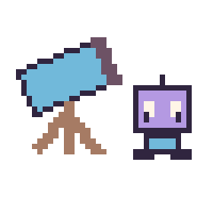 Pixel art Télescope et Robot kawaii 16 × 16, grille 40 × 40