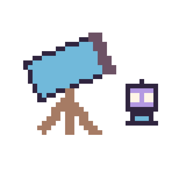 Modèle de pixel art Télescope et Robot simple 10 × 10 sur une grille de 40 par 40 cases