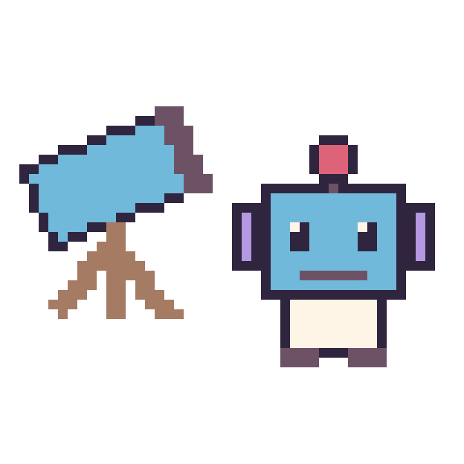 Modèle de pixel art Télescope et Robot sur une grille de 48 par 48 cases