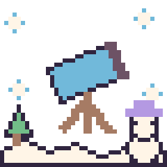 Pixel art Télescope en hiver, grille 40 × 40