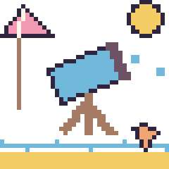 Pixel art Télescope à la plage, grille 40 × 40