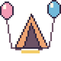Pixel art Tente avec des ballons, grille 40 × 40
