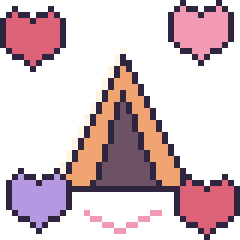 Pixel art Tente avec des cœurs, grille 40 × 40