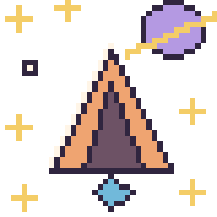 Pixel art Tente dans l’espace, grille 40 × 40