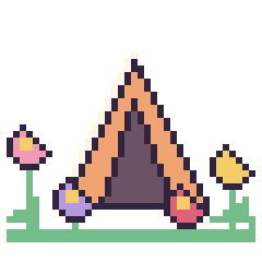 Pixel art Tente dans le jardin, grille 40 × 40
