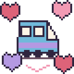 Pixel art TGV avec des cœurs, grille 40 × 40