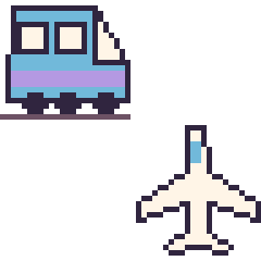 Pixel art TGV et Avion, grille 48 × 48