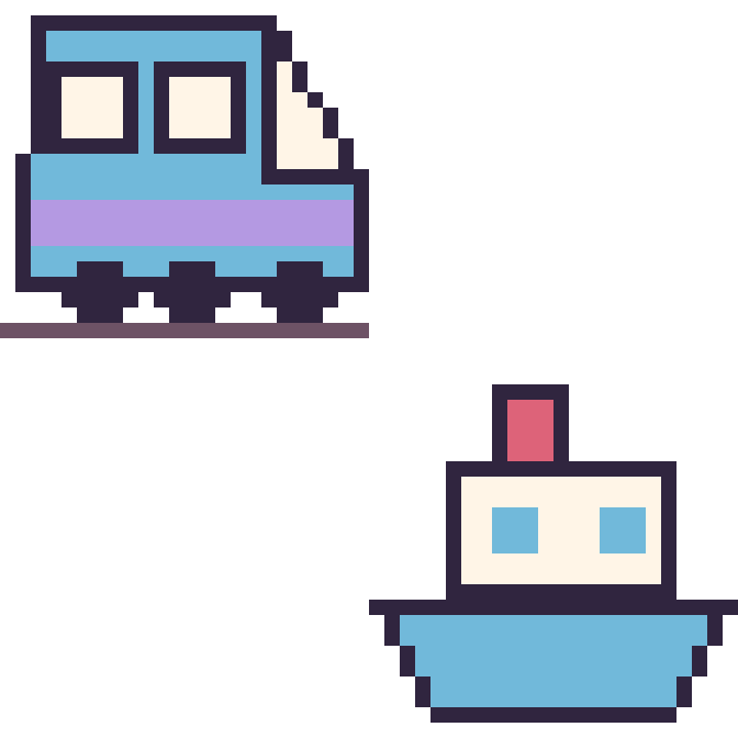 Modèle de pixel art TGV et Bateau sur une grille de 48 par 48 cases