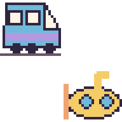 Pixel art TGV et Sous-marin, grille 48 × 48