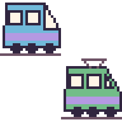 Pixel art TGV et Tramway, grille 48 × 48