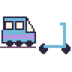 Pixel art TGV et Trottinette, grille 48 × 48