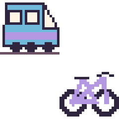 Pixel art TGV et Vélo, grille 48 × 48