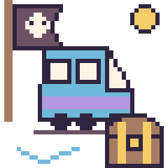 Pixel art TGV en aventure pirate, grille 40 × 40