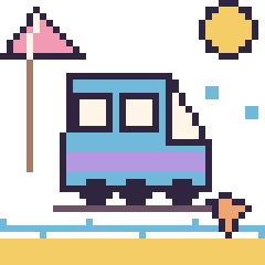 Pixel art TGV à la plage, grille 40 × 40