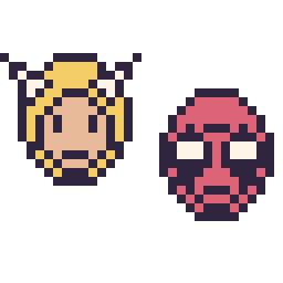 Pixel art Thor mini et Deadpool mini, grille 32 × 32