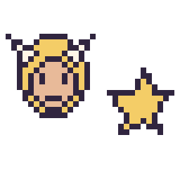 Pixel art Thor mini et Étoile simple 12 × 12, grille 32 × 32