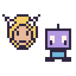 Pixel art Thor mini et Robot kawaii 16 × 16, grille 32 × 32
