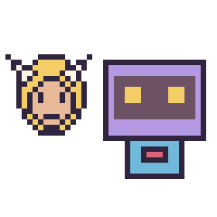 Pixel art Thor mini et Robot rétro, grille 40 × 40