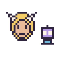 Pixel art Thor mini et Robot simple 10 × 10, grille 32 × 32
