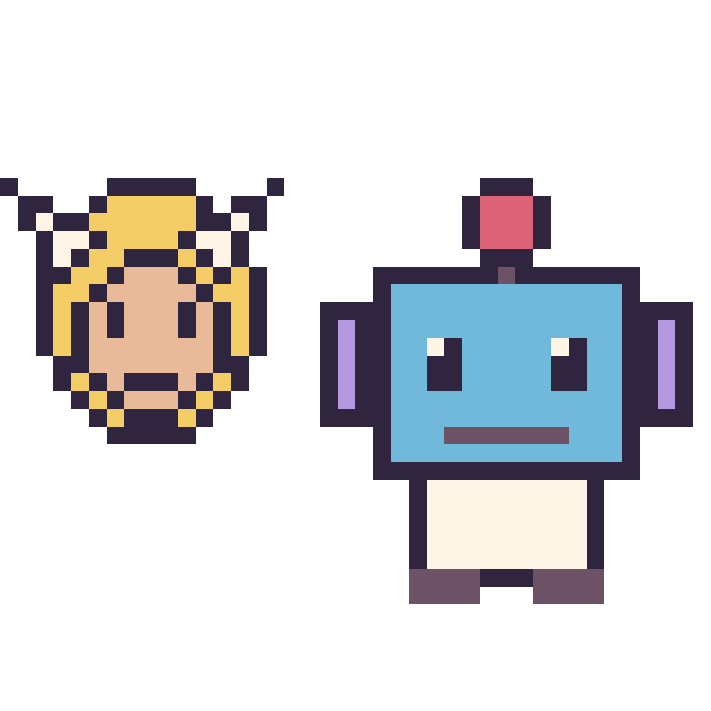 Modèle de pixel art Thor mini et Robot sur une grille de 40 par 40 cases