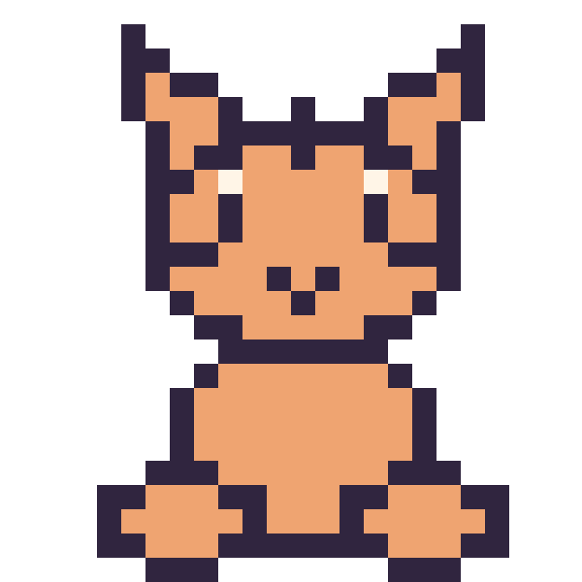 Modèle de pixel art Tigre assis sur une grille de 24 par 24 cases