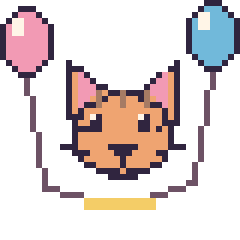 Pixel art Tigre avec des ballons, grille 40 × 40