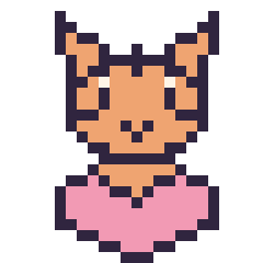 Pixel art Tigre avec un cœur, grille 24 × 24