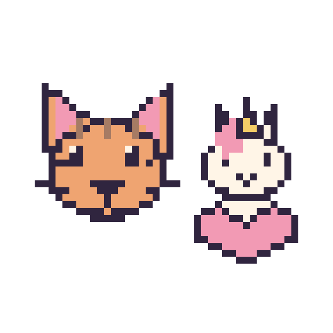 Modèle de pixel art Tigre et Licorne avec un cœur sur une grille de 48 par 48 cases