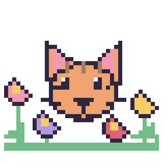 Modèle de pixel art Tigre dans le jardin sur une grille de 40 par 40 cases