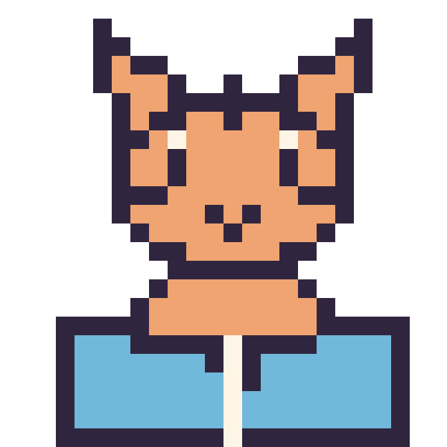 Modèle de pixel art Tigre avec un livre sur une grille de 24 par 24 cases