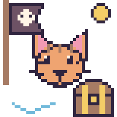 Pixel art Tigre en aventure pirate, grille 40 × 40