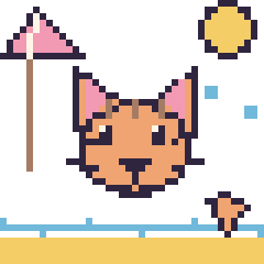 Pixel art Tigre à la plage, grille 40 × 40