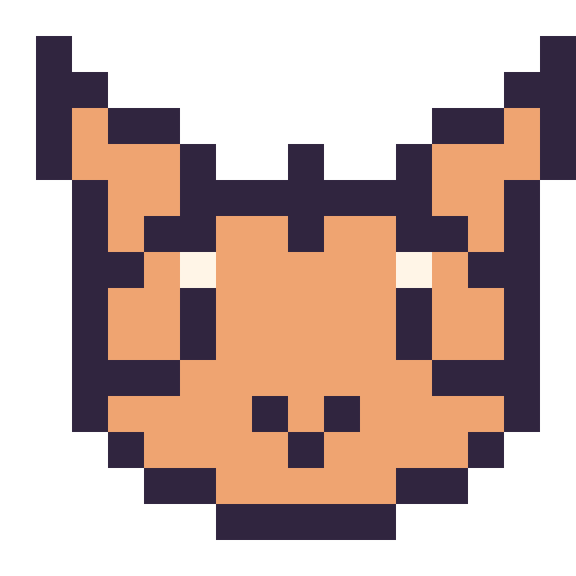 Modèle de pixel art Tigre : portrait facile sur une grille de 16 par 16 cases