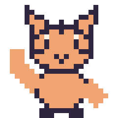Pixel art Tigre qui fait coucou, grille 24 × 24