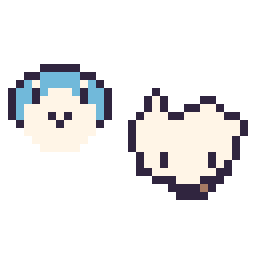 Pixel art Tiplouf mini et Osselait mini, grille 32 × 32