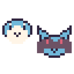 Pixel art Tiplouf mini et Riolu mini, grille 32 × 32