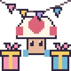 Pixel art Toad pour un anniversaire, grille 40 × 40