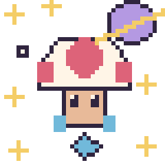Pixel art Toad dans l’espace, grille 40 × 40