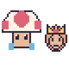 Pixel art Toad et Daisy mini, grille 40 × 40