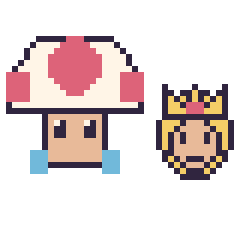 Pixel art Toad et Harmonie mini, grille 40 × 40