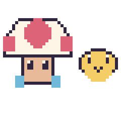 Pixel art Toad et Koopa mini, grille 40 × 40